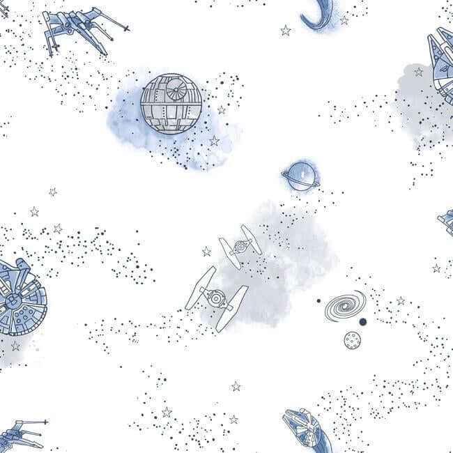 Star Wars: Good Night Galaxy Blue Wallpaper - York Wallcoverings - DI0998 - York Wallcoverings Wallpaper