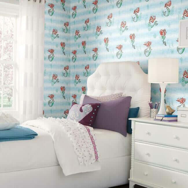 disney-the-little-mermaid-swim-teal-wallpaper-york-wallcoverings-di0954 - York Wallpaper Wallpaper