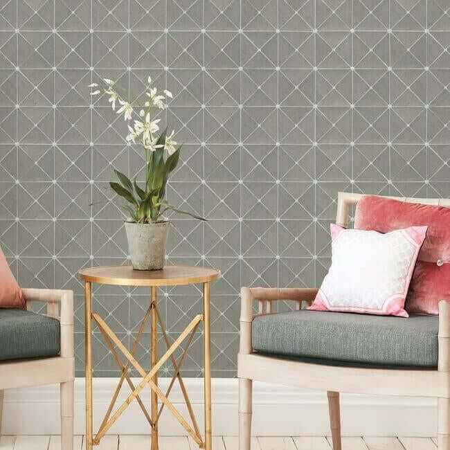 Dazzling Diamond Sisal Grasscloth Grey Wallpaper - York Wallcoverings - GM7506 - York Wallcoverings Wallpaper
