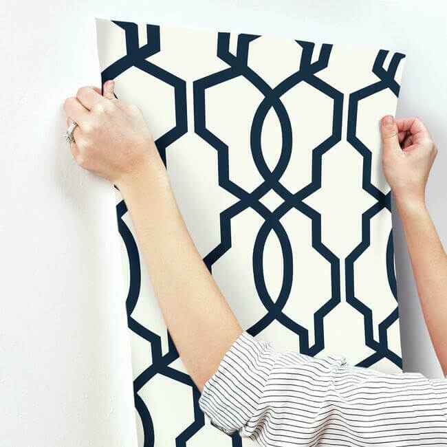 Hourglass Trellis Navy Wallpaper - York Wallcoverings - GM7521 - York Wallcoverings Wallpaper