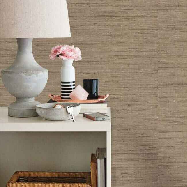 Lustrous Grasscloth Yellow Wallpaper - York Wallcoverings - RN1062LW - York Wallcoverings Wallpaper