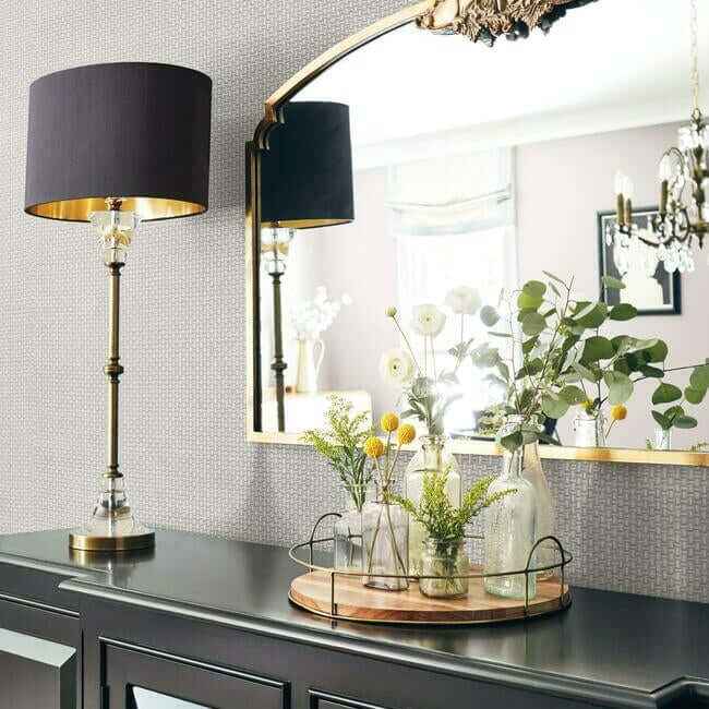 Cottage Basket Silver Metallic Wallpaper - York Wallcoverings - TL1906