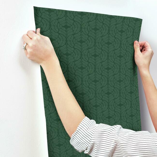 fern-tile-wallpaper-dark-green-york-wallcoverings-tl1944 - York Wallcoverings Wallpaper