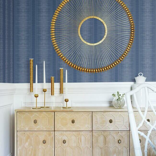 silk-weave-stripe-wallpaper-navy-york-wallcoverings-tl1962 - York Wallcoverings Wallpaper