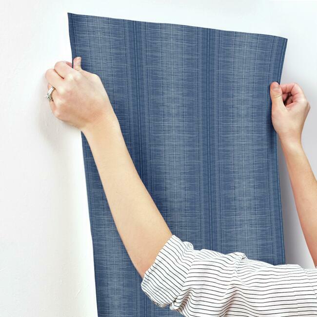 silk-weave-stripe-wallpaper-navy-york-wallcoverings-tl1962 - York Wallcoverings Wallpaper