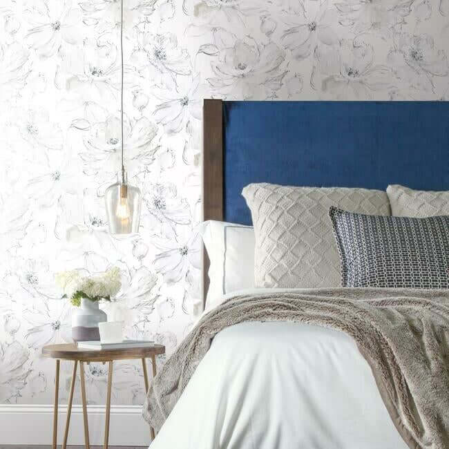 floral-dreams-grey-wallpaper-york-wallcoverings-cl2520 - York Wallpaper Wallpaper