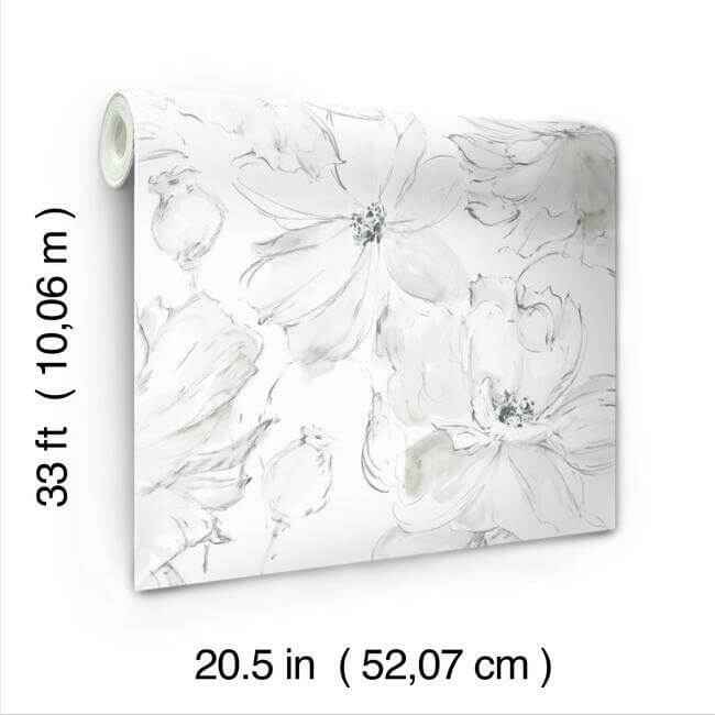 Floral Dreams Grey Wallpaper - York Wallcoverings - CL2520 - York Wallcoverings Wallpaper