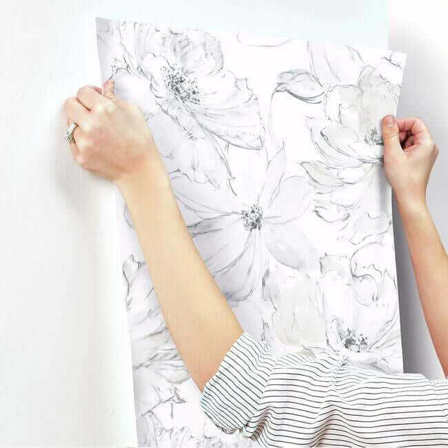 floral-dreams-grey-wallpaper-york-wallcoverings-cl2520 - York Wallpaper Wallpaper