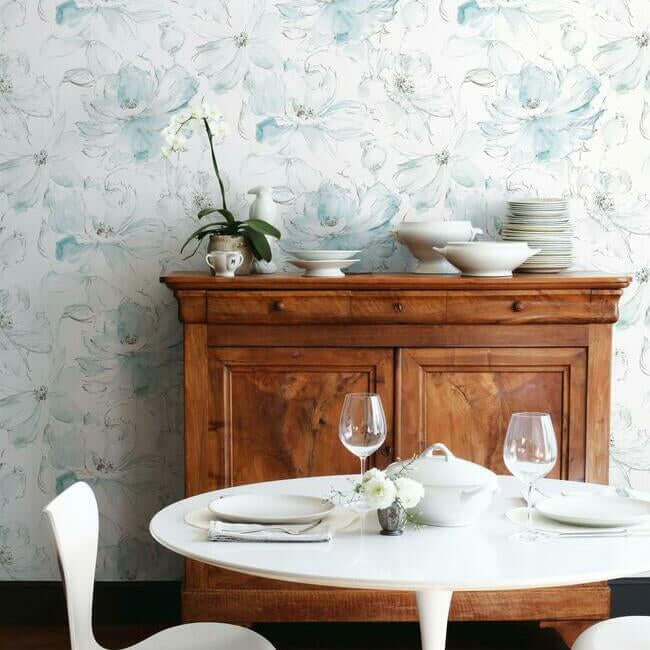 floral-dreams-blue-green-wallpaper-york-wallcoverings-cl2517 - York Wallpaper Wallpaper