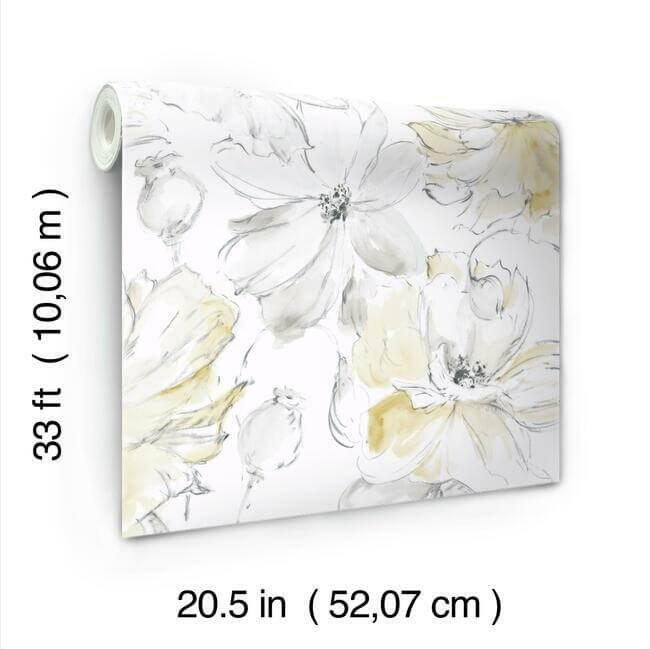 floral-dreams-yellow-wallpaper-york-wallcoverings-cl2518 - York Wallpaper Wallpaper