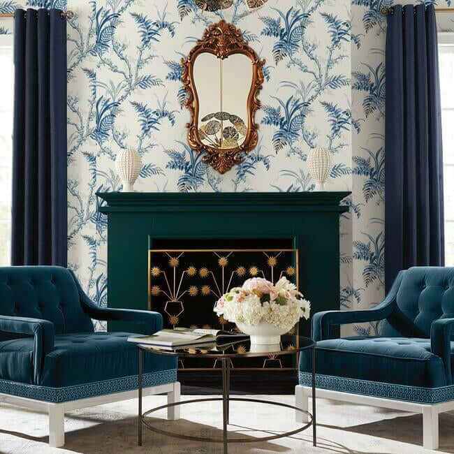 Enchanted Fern Blue Wallpaper - York Wallcoverings - GR5994 - York Wallcoverings Wallpaper