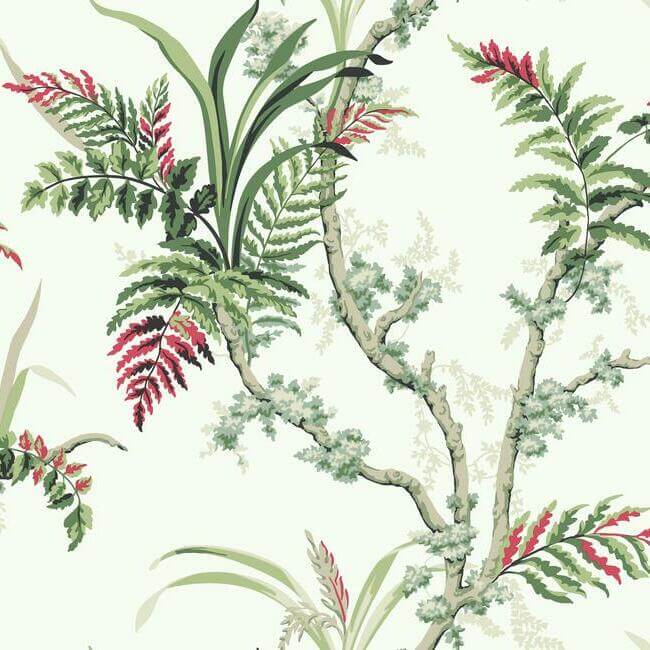 enchanted-fern-green-red-wallpaper-york-wallcoverings-gr5993 - York Wallpaper Wallpaper