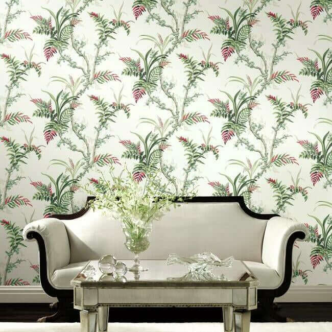enchanted-fern-green-red-wallpaper-york-wallcoverings-gr5993 - York Wallpaper Wallpaper
