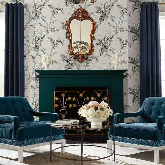 Enchanted Fern Grey & Beige Wallpaper - York Wallcoverings - GR5995