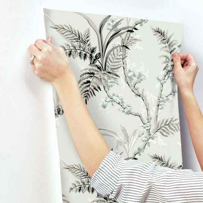 Enchanted Fern Grey & Beige Wallpaper - York Wallcoverings - GR5995 - York Wallcoverings Wallpaper