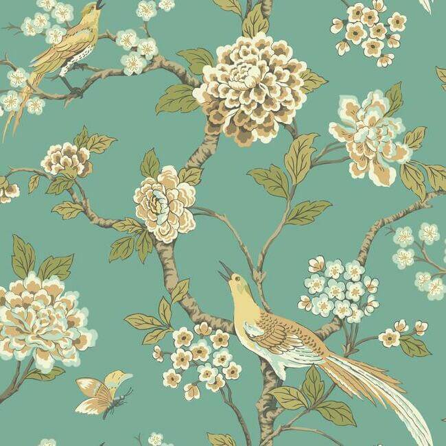 fanciful-teal-wallpaper-york-wallcoverings-af1901 - York Wallpaper Wallpaper