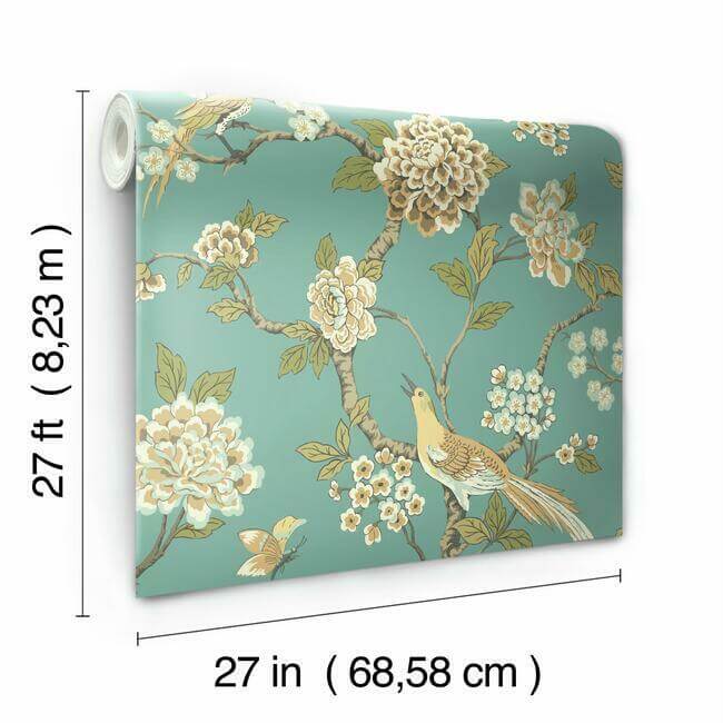 fanciful-teal-wallpaper-york-wallcoverings-af1901 - York Wallpaper Wallpaper