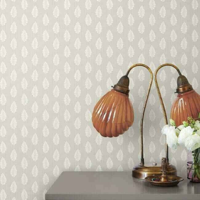 Leaf Pendant Grey Wallpaper - York Wallcoverings - GR5962 - York Wallcoverings Wallpaper