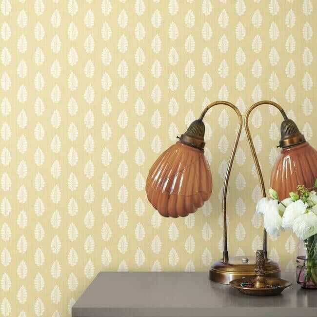 Leaf Pendant Yellow Wallpaper - York Wallcoverings - GR5961 - York Wallcoverings Wallpaper