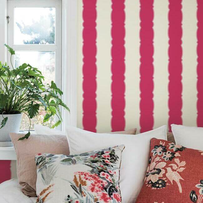 scalloped-stripe-red-wallpaper-york-wallcoverings-gr6011 - York Wallpaper Wallpaper