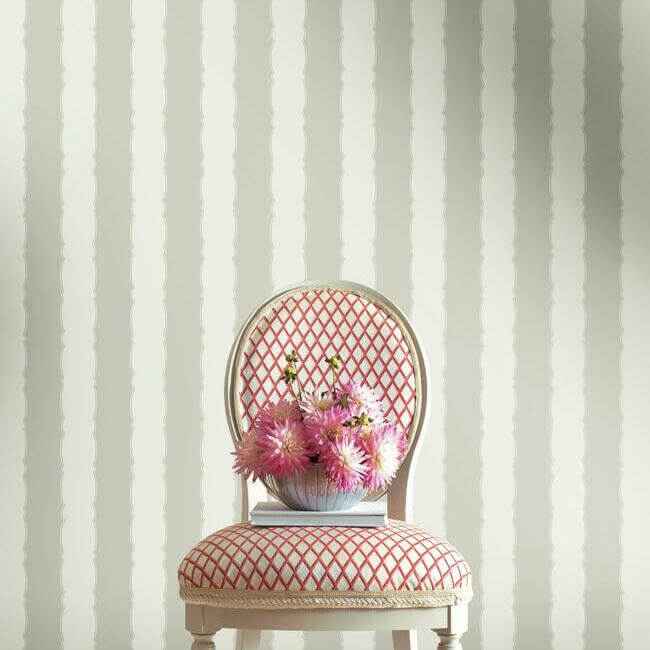 Scalloped Stripe Grey Wallpaper - York Wallcoverings - GR6013 - York Wallcoverings Wallpaper