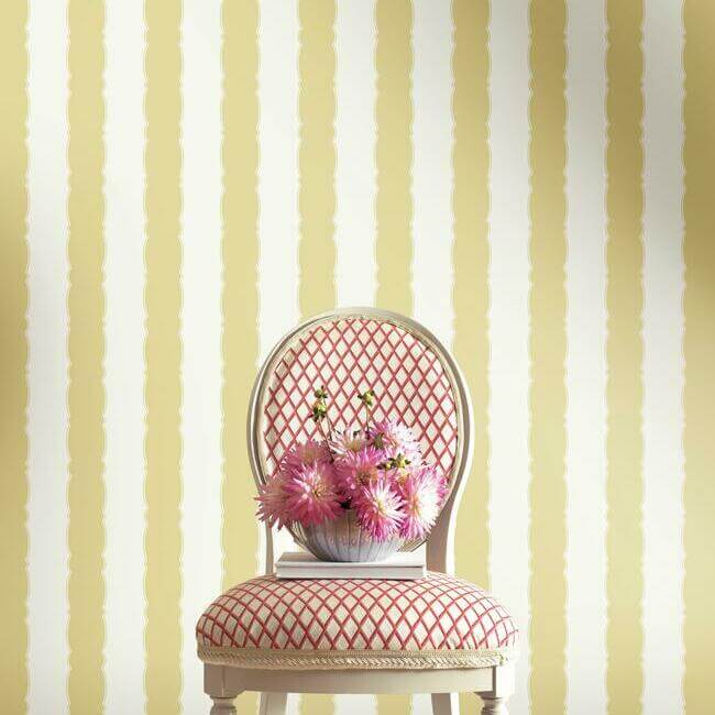 scalloped-stripe-yellow-wallpaper-york-wallcoverings-gr6016 - York Wallpaper Wallpaper
