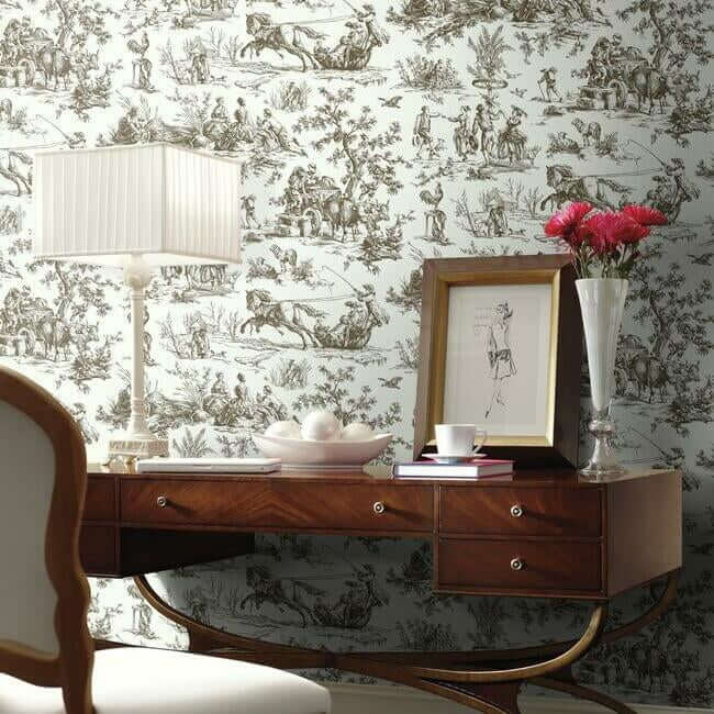 seasons-toile-brown-wallpaper-york-wallcoverings-gr5921 - York Wallpaper Wallpaper