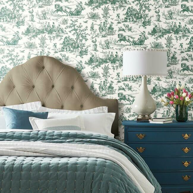 seasons-toile-wallpaper-dark-green-york-wallcoverings-gr5924 - York Wallcoverings Wallpaper