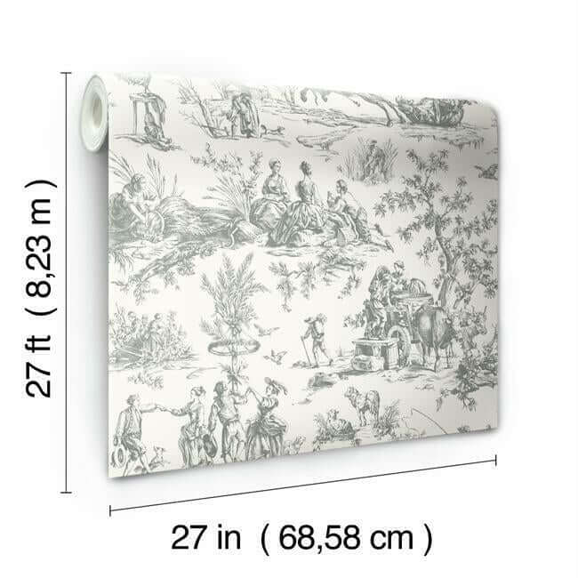 seasons-toile-grey-wallpaper-york-wallcoverings-gr5922 - York Wallcoverings Wallpaper
