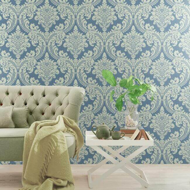 tapestry-damask-blue-wallpaper-york-wallcoverings-gr6024 - York Wallpaper Wallpaper