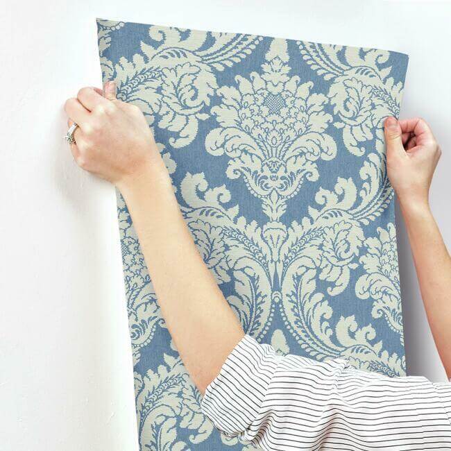 tapestry-damask-blue-wallpaper-york-wallcoverings-gr6024 - York Wallpaper Wallpaper