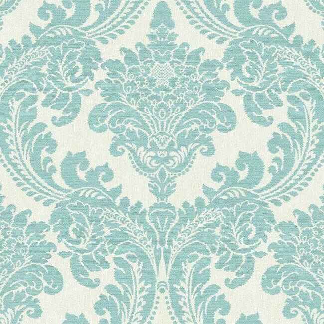 Tapestry Damask Teal Wallpaper - York Wallcoverings - GR6025