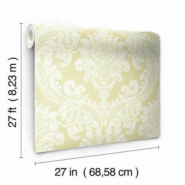 Tapestry Damask Yellow Wallpaper - York Wallcoverings - GR6027 - York Wallcoverings Wallpaper