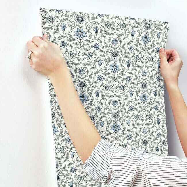 Vintage Blooms Blue Wallpaper - York Wallcoverings - GR5981 - York Wallcoverings Wallpaper