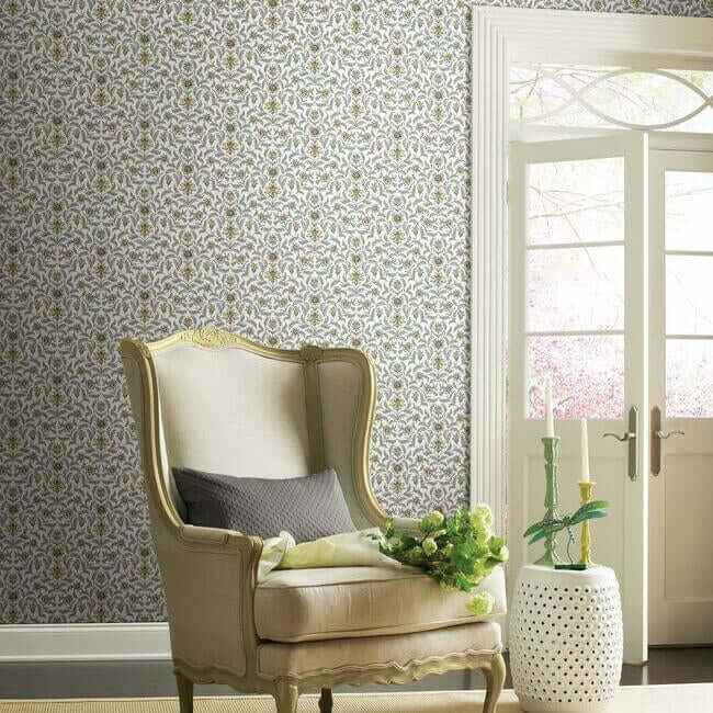 Vintage Blooms Yellow Wallpaper - York Wallcoverings - GR5983 - York Wallcoverings Wallpaper