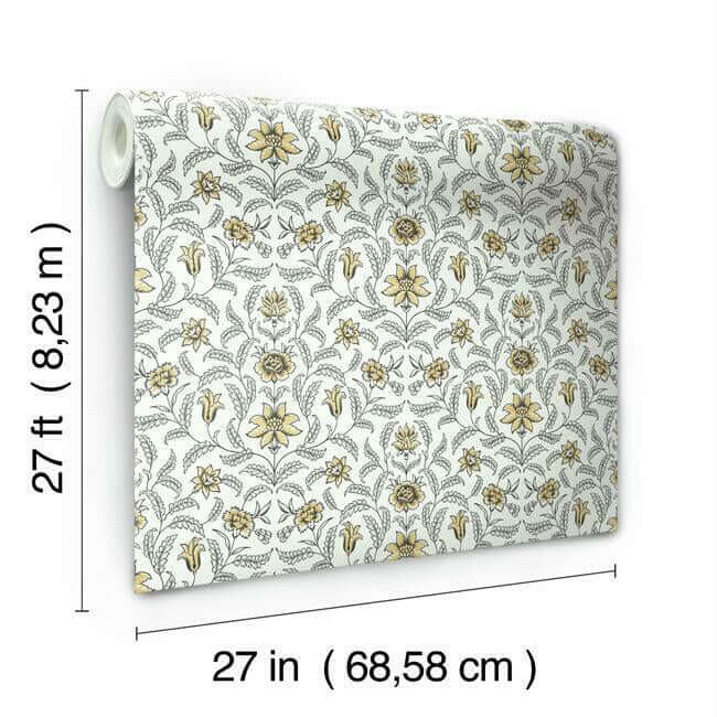 vintage-blooms-wallpaper-yellow-york-wallcoverings-gr5983 - York Wallcoverings Wallpaper