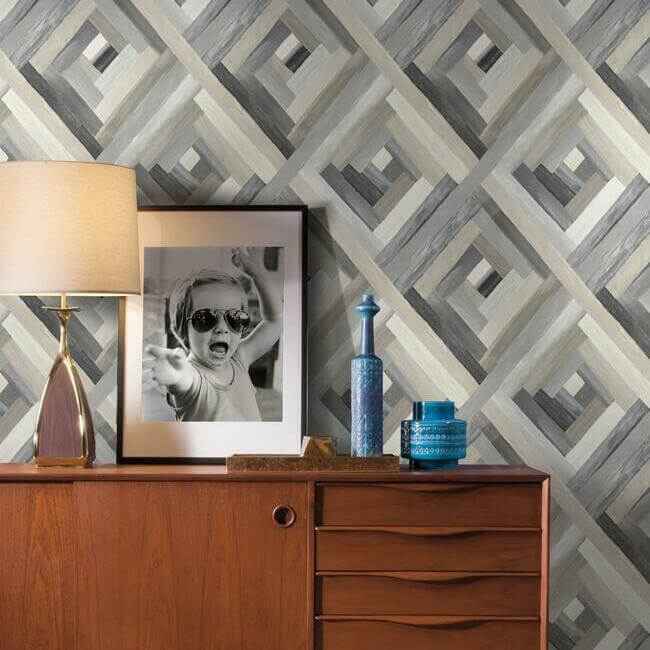 Wynwood Geometric Grey Wallpaper - York Wallcoverings - UC3834 - York Wallcoverings Wallpaper
