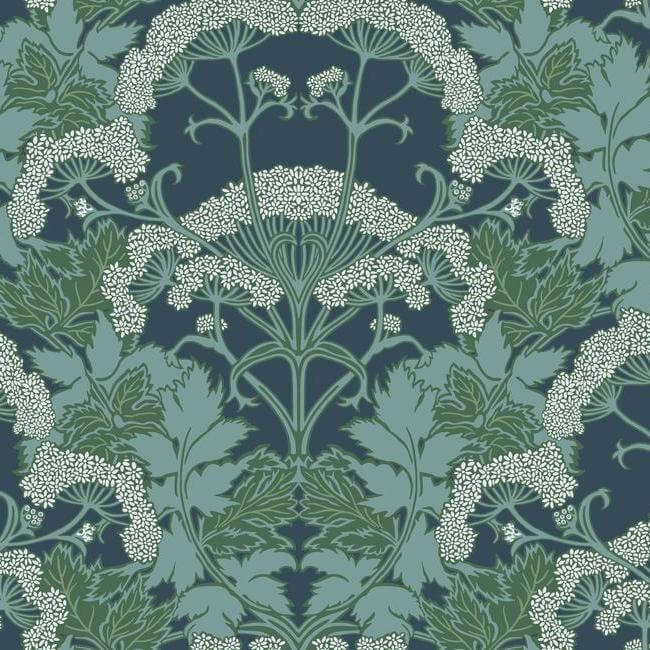 yarrow-nouveau-blue-green-wallpaper-york-wallcoverings-nv5558 - York Wallcoverings Wallpaper