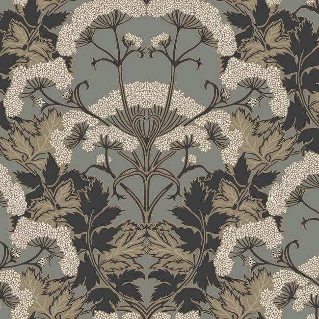 yarrow-nouveau-charcoal-gold-wallpaper-york-wallcoverings-nv5557 - York Wallcoverings Wallpaper