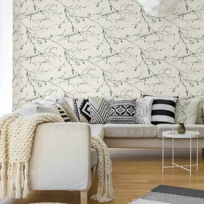 Winter Branches White Wallpaper - York Wallcoverings - NR1524 - York Wallcoverings Wallpaper