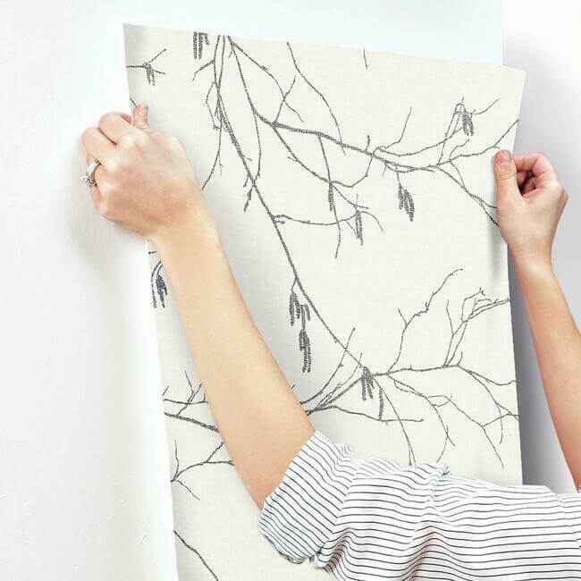 Winter Branches White Wallpaper - York Wallcoverings - NR1524 - York Wallcoverings Wallpaper