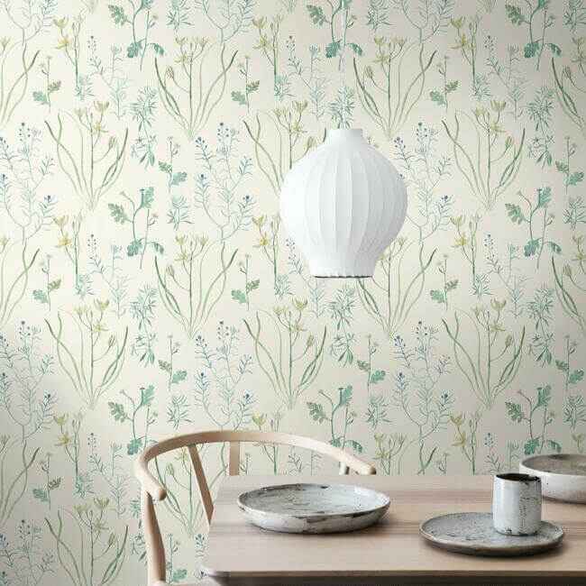 Alpine Botanical White Wallpaper - York Wallcoverings - NR1566