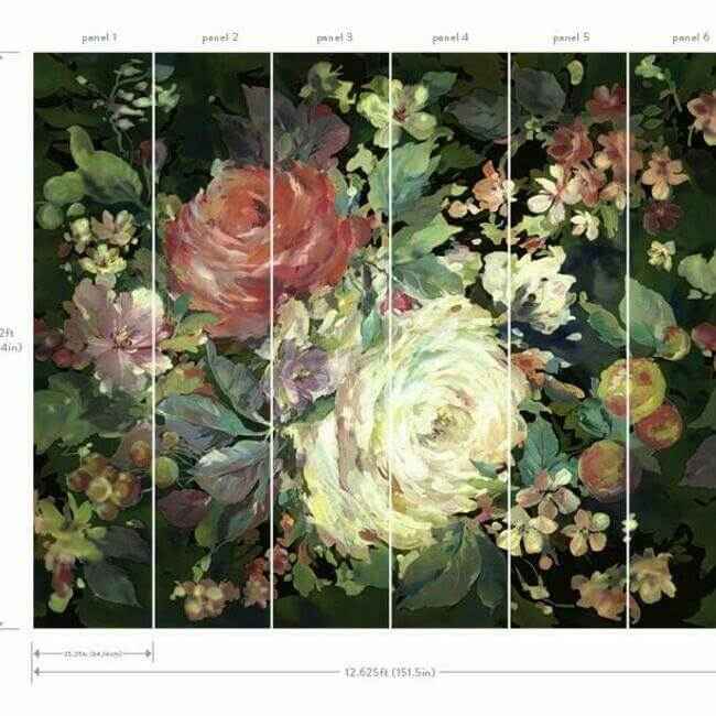 Impressionist Floral Red Wall Mural - York Wallcoverings - MU0246M - York Wallcoverings Wallpaper