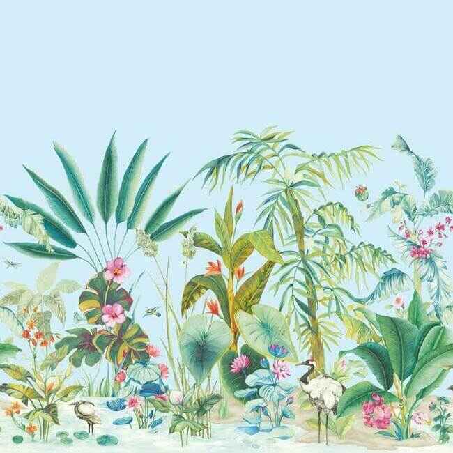 Tropical Panoramic Blue Wall Mural - York Wallcoverings - MU0255M - York Wallcoverings Wall Murals