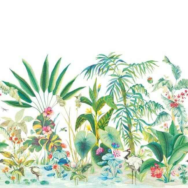 Tropical Panoramic White Wall Mural - York Wallcoverings - MU0254M
