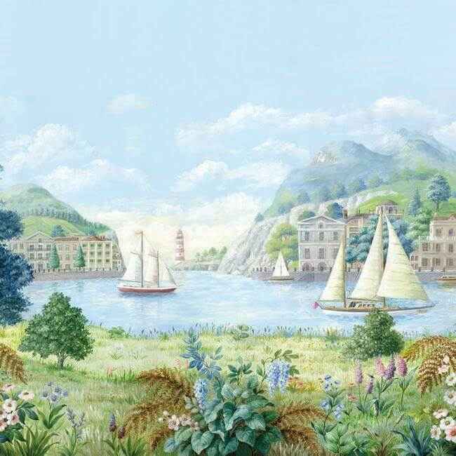 Safe Harbor Light Blue Wall Mural - York Wallcoverings - MU0318M - York Wallcoverings Wall Murals