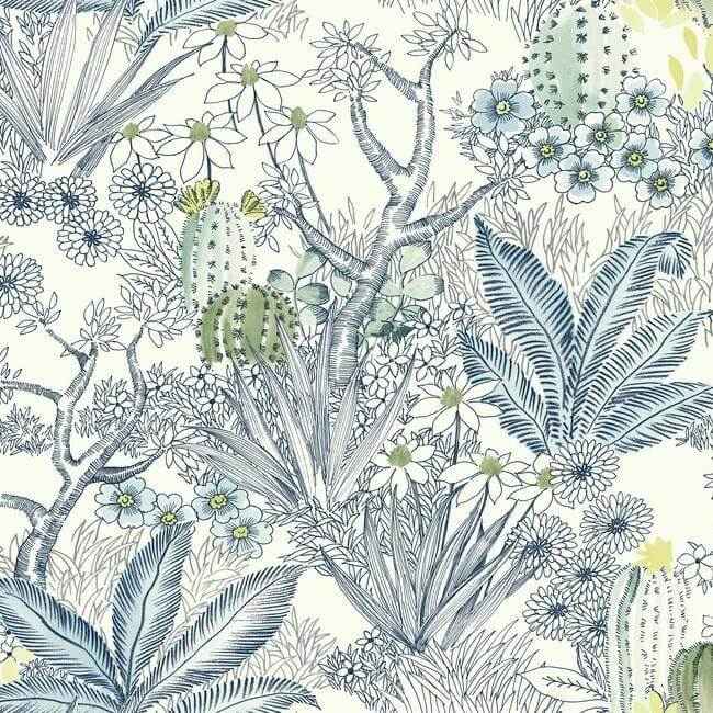 Flowering Desert Wallpaper Blue - York Wallcoverings - ON1612 - York Wallcoverings Wallpaper