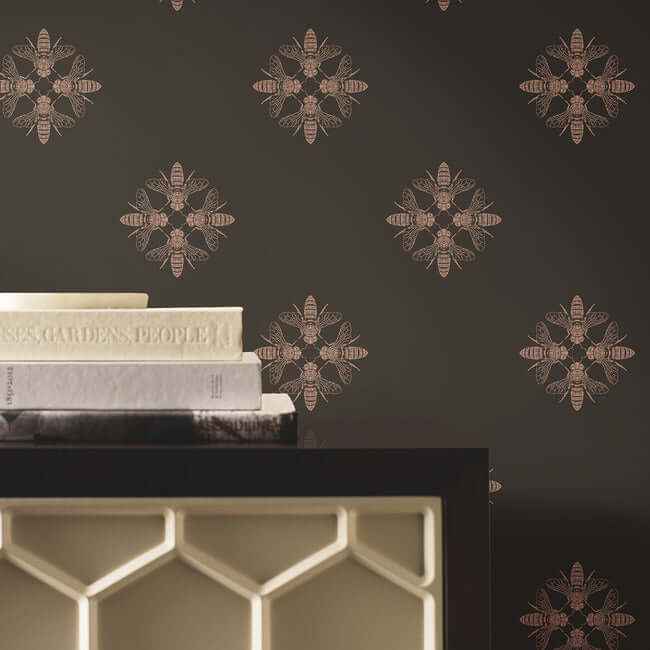Honey Bee Gold & Black Wallpaper - York Wallcoverings - ON1642 - York Wallcoverings Wallpaper
