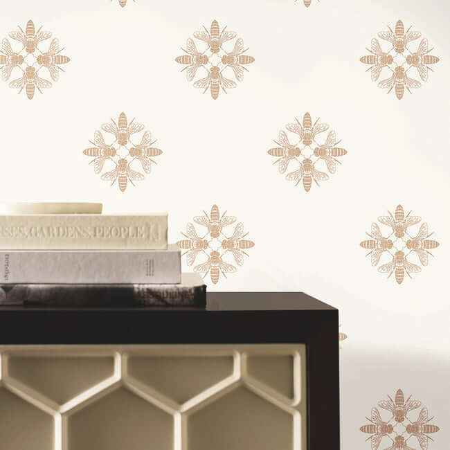 Honey Bee Gold & Cream Wallpaper - York Wallcoverings - ON1641