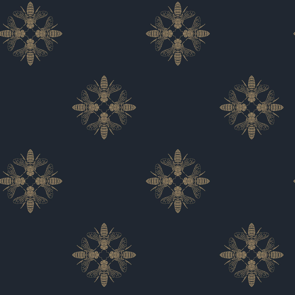 honey-bee-wallpaper-goldnavy-york-wallcoverings-on1644 - York Wallcoverings Wallpaper